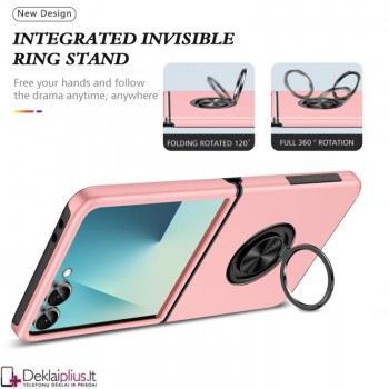 Plastikinis dėklas su žiedu - rūžavas (Samsung Galaxy Z Flip 7) Plastikinis dėklas su žiedu - rūžavas (Samsung Galaxy Z Flip 7)
